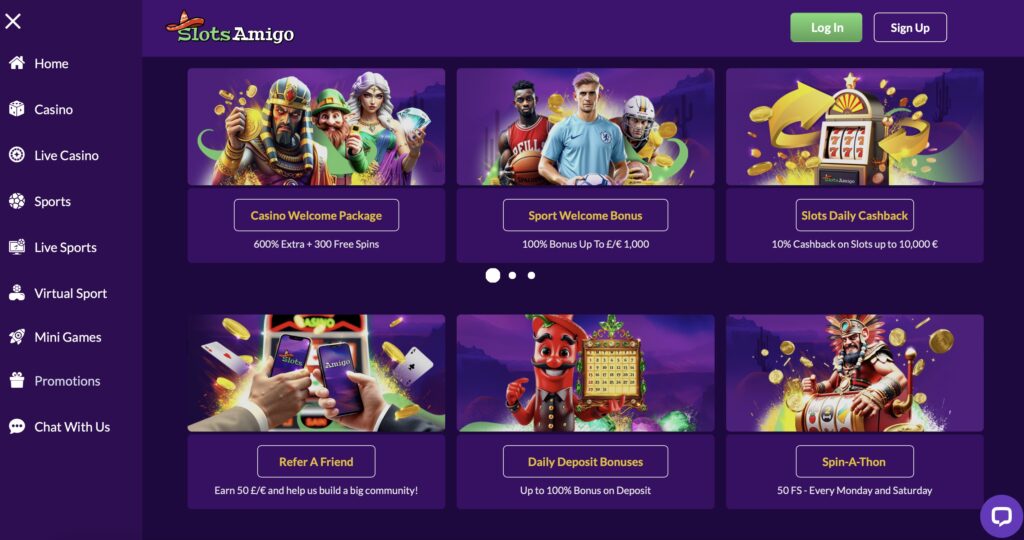 Slots Amigo bonuses and promotions page