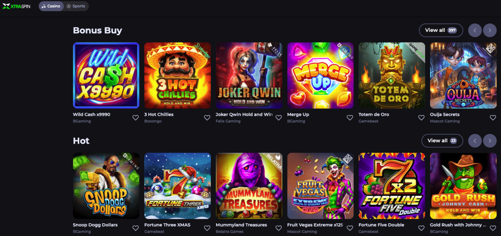 Xtraspin Casino games