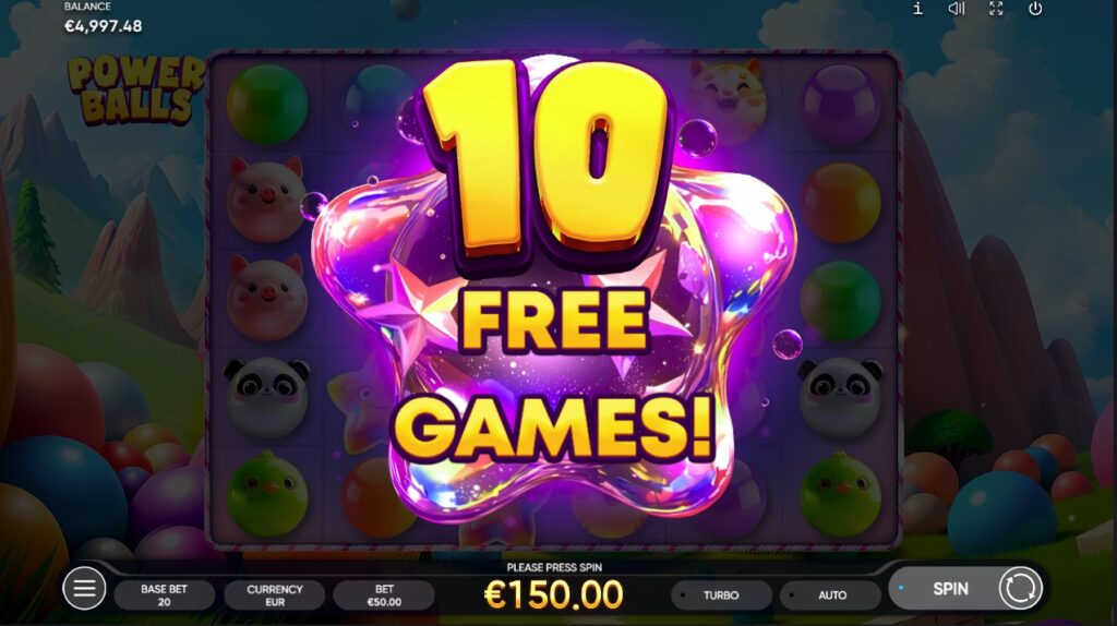 Power Balls free spins mode