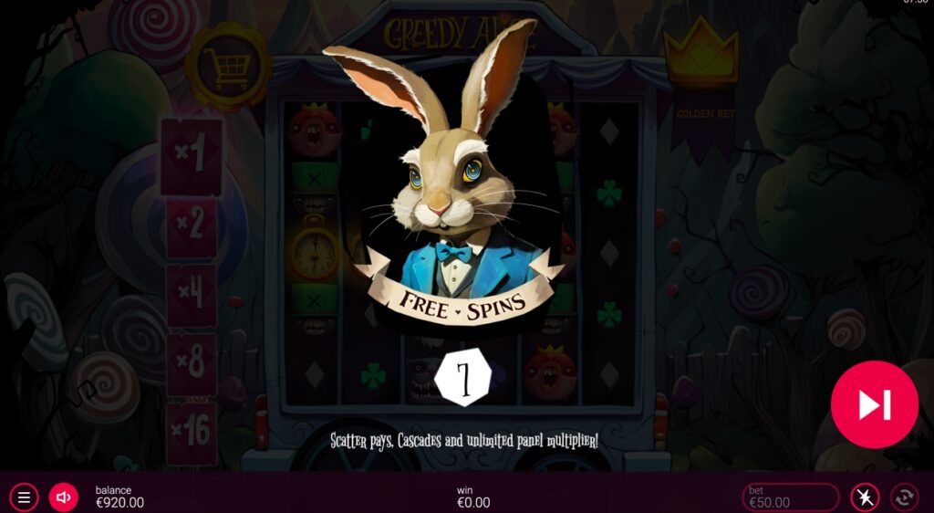 Greedy Alice free spins feature