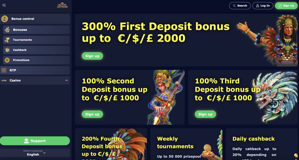 Aztec Paradice Casino Promotions