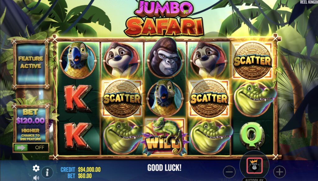 Jumbo Safari bonus buy feature gameplay