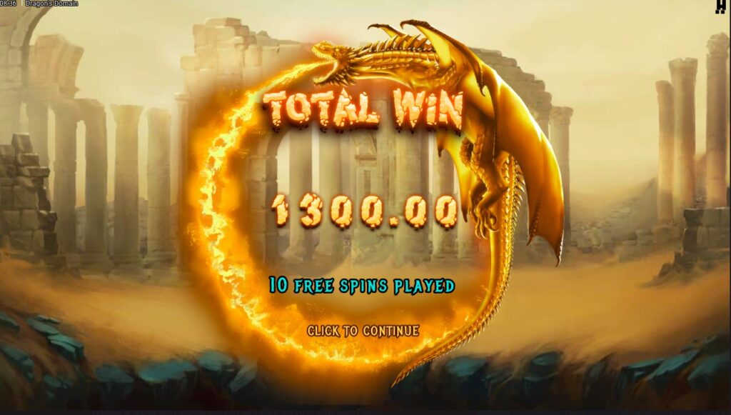 Dragon's Domain Huge slot win
