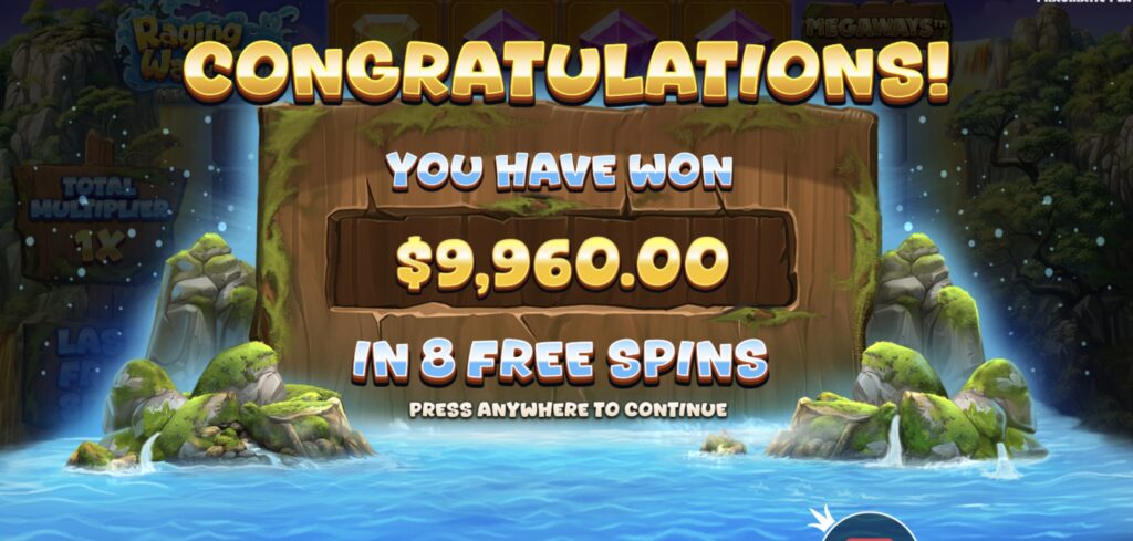 Raging Waterfall Megaways Huge Win