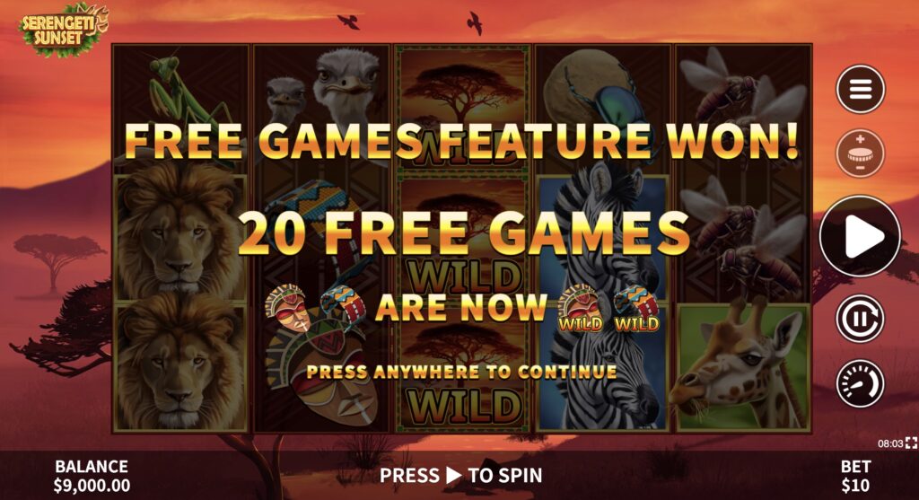 Serengeti Sunset big slot win