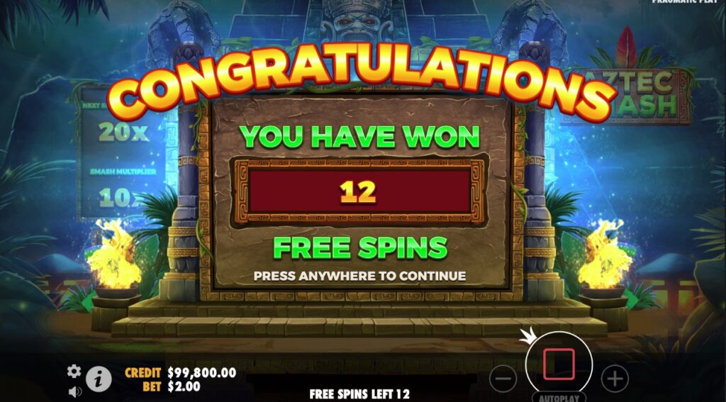 Aztec Smash slot free spins mode