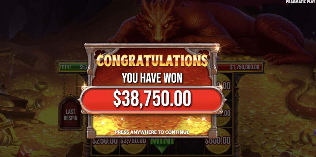 Sleeping Dragon huge slot win