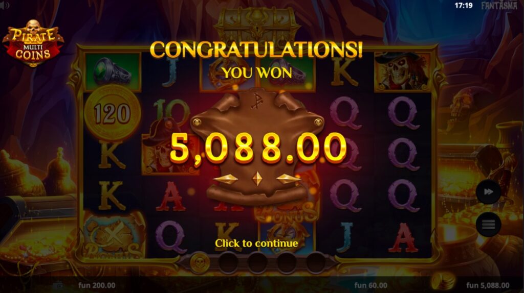 Pirate Multi Coins huge slot win