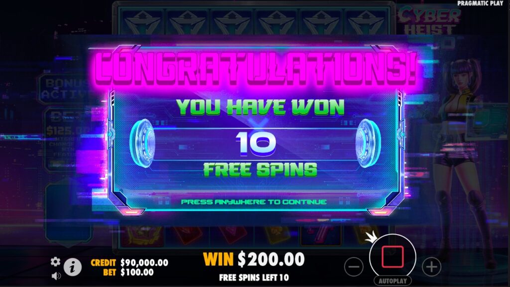 Cyber Heist 1000 free spins feature