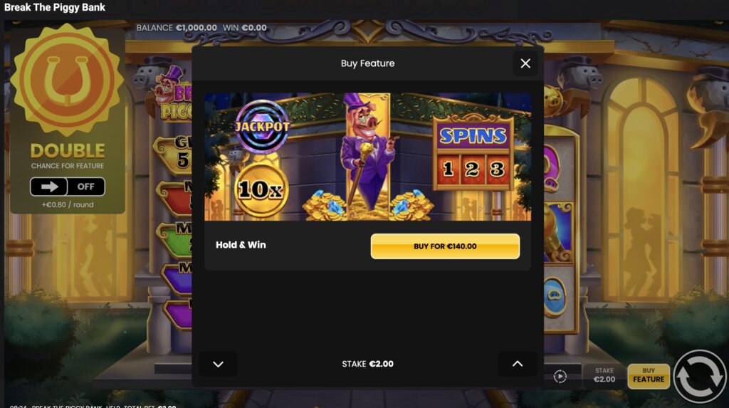 break the piggy bank buy feature option