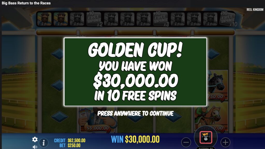 Big Bass Return To The Races huge slot win