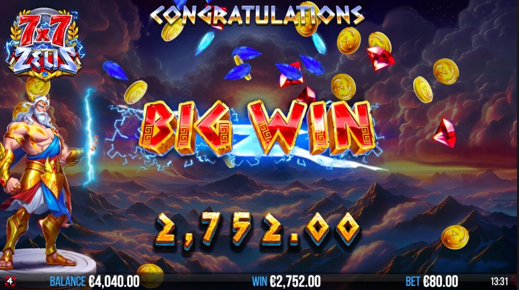 7x7 Zeus huge slot win