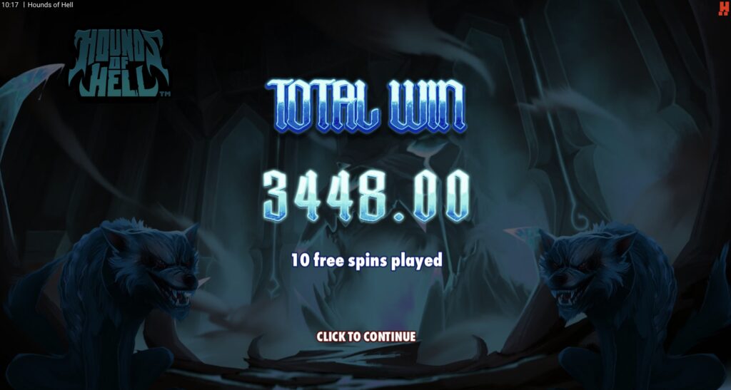 Hounds Of Hell huge slot win