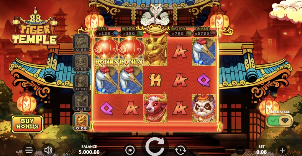 Tiger Temple 88 slot gameplay