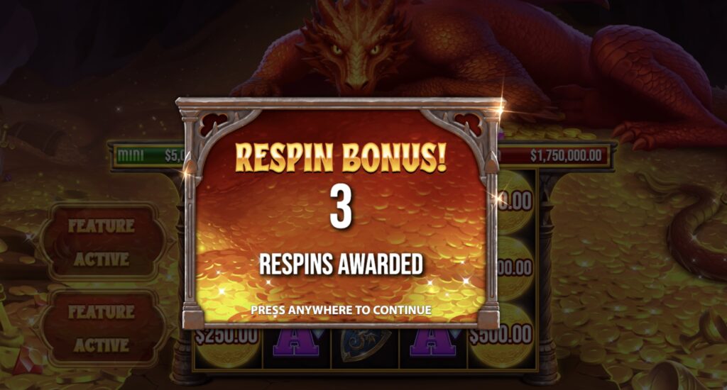 Sleeping Dragon slot respin bonus