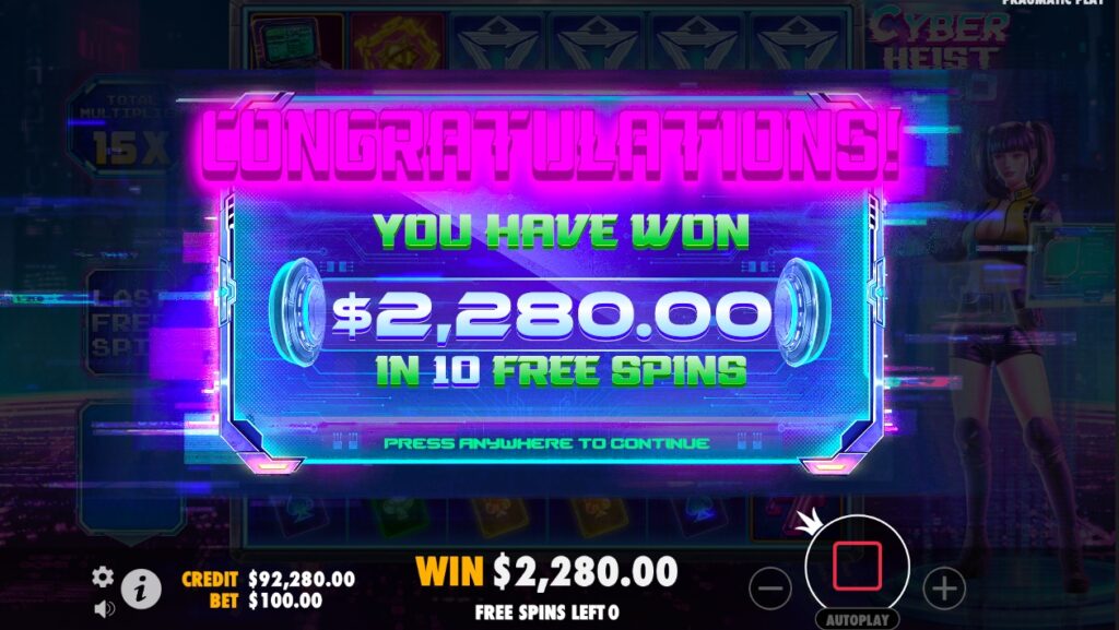 Cyber Heist 1000 free spins gameplay