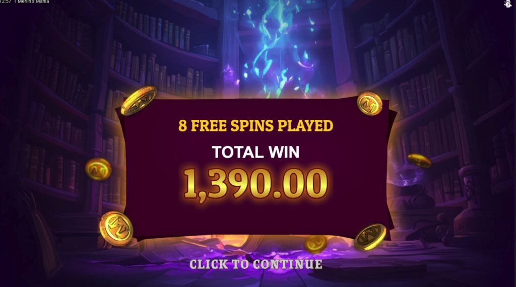 Merlins Mania huge slot win