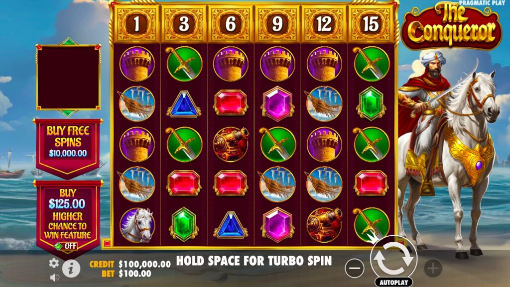 The Conqueror slot gameplay