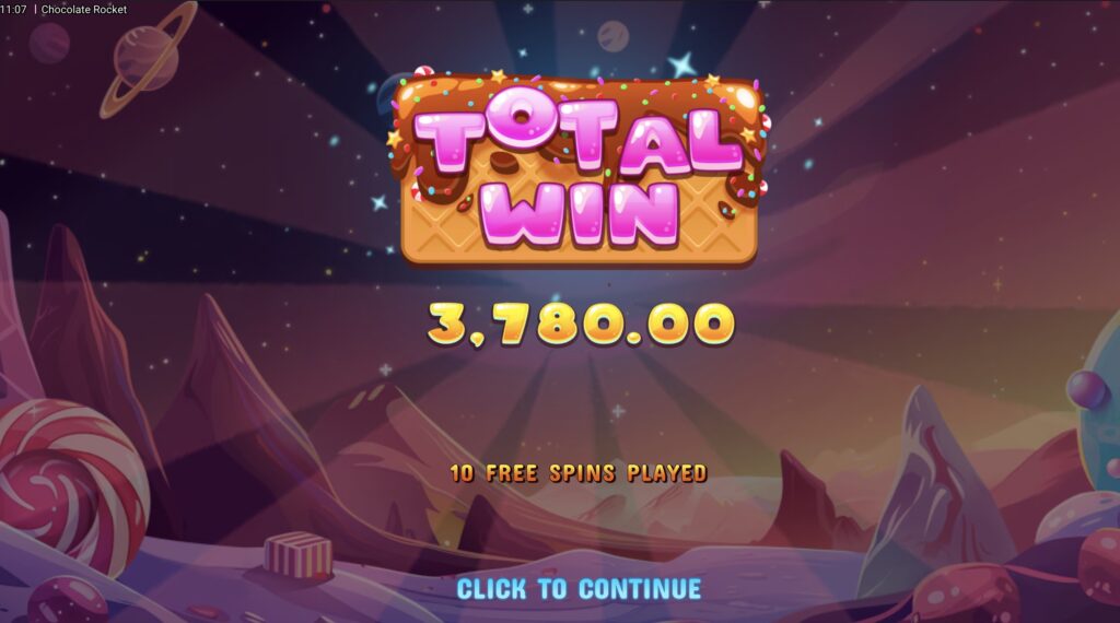 Chocolate Rocket huge slot win