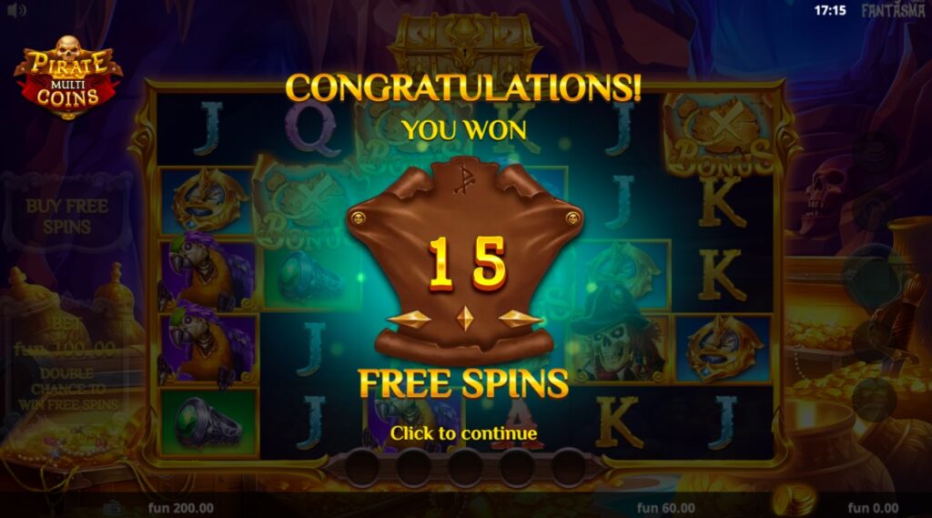 Pirate Multi Coins slot free spins gameplay