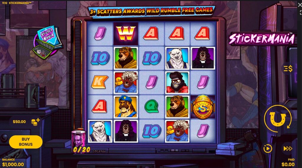 Stickermania slot gameplay