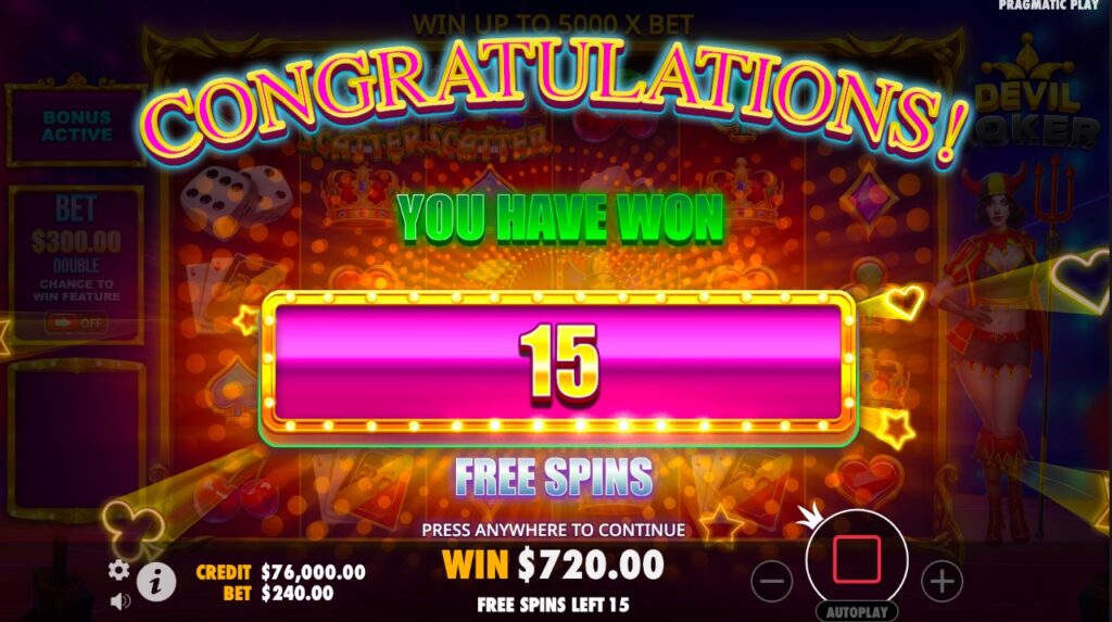 Devil Joker free spins bonus rounds