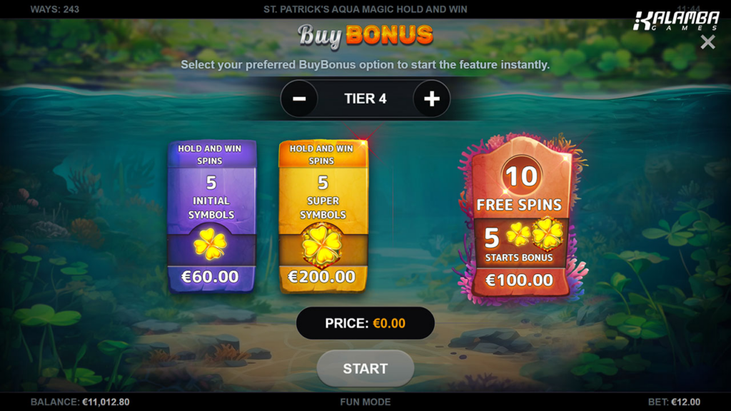 St Patrick's Aqua Magic slot bonus buy options