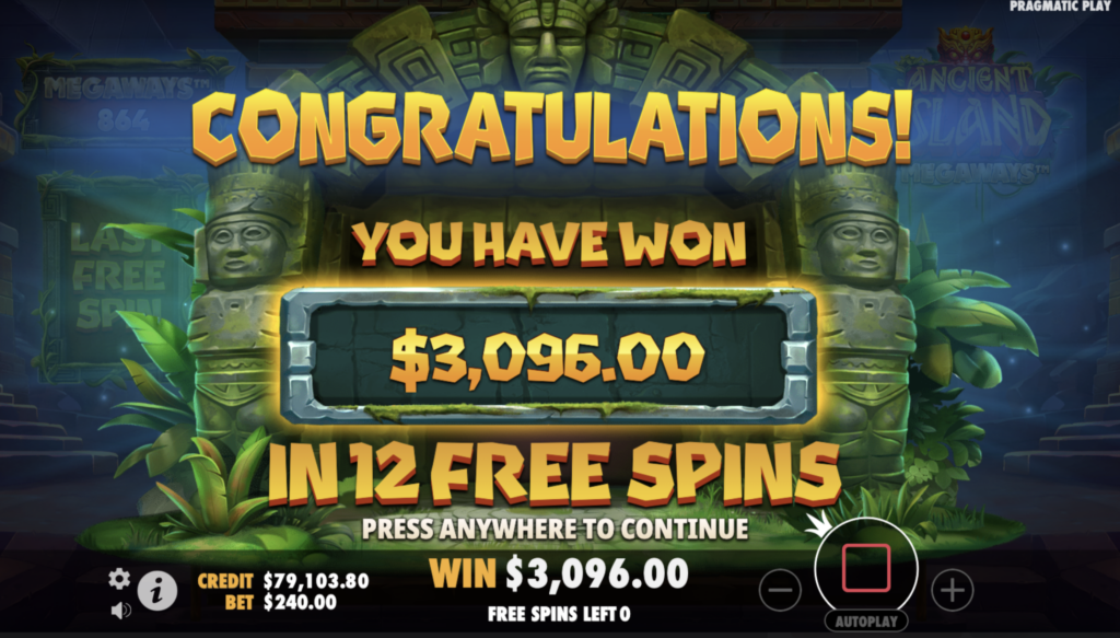 Ancient Island Megaways win
