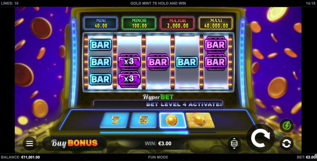 Gold Mint 7s Hold & Win gameplay