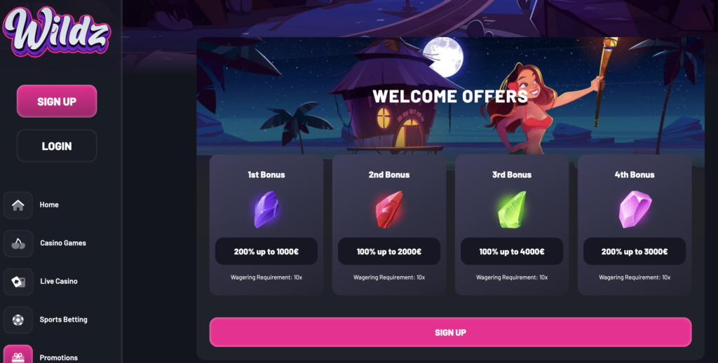 wildz casino welcome offers