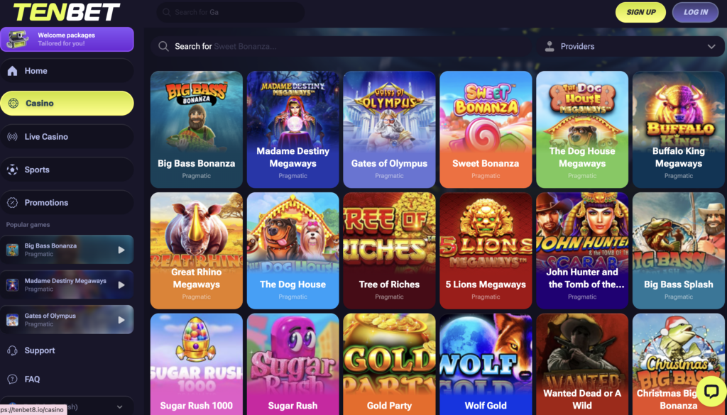 ten bet casino games