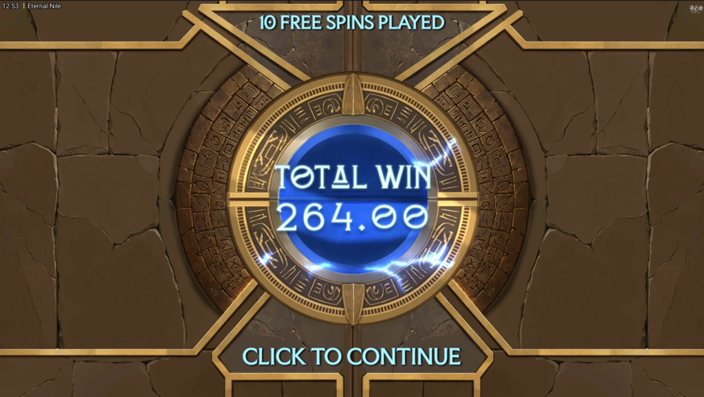 Eternal Nile free spins win.