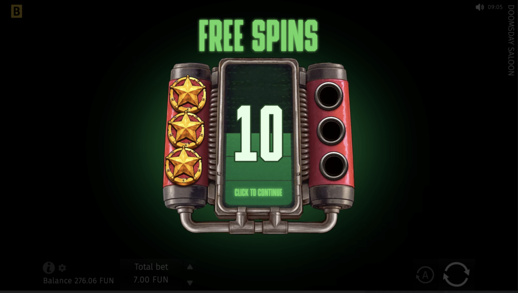Doomsday Saloon free spins.
