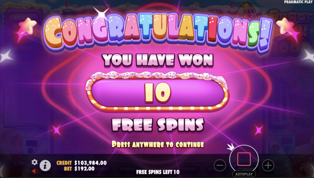 Sugar Rush 1000 Free Spins.