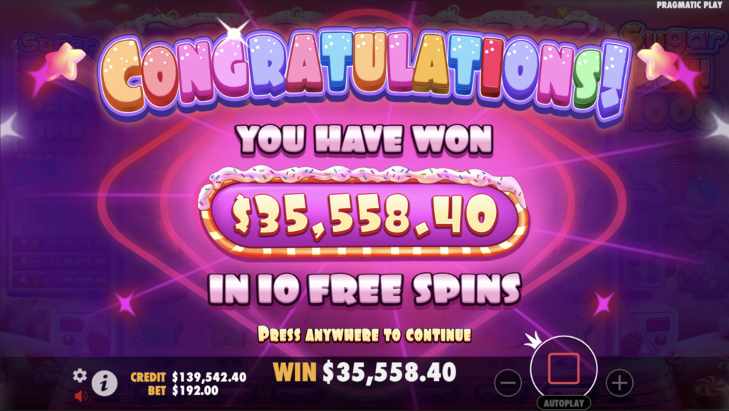 Sugar Rush 1000 Huge Win!