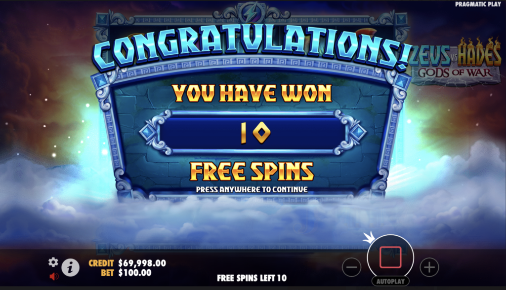 Zeus vs Hades: Gods of War Free Spins.