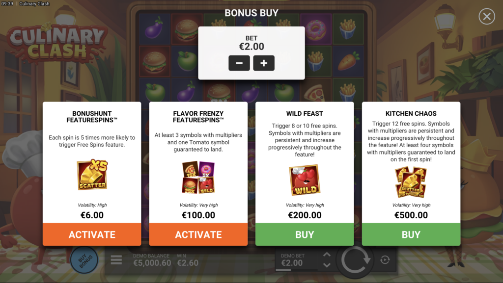 Culinary Clash bonus buy options