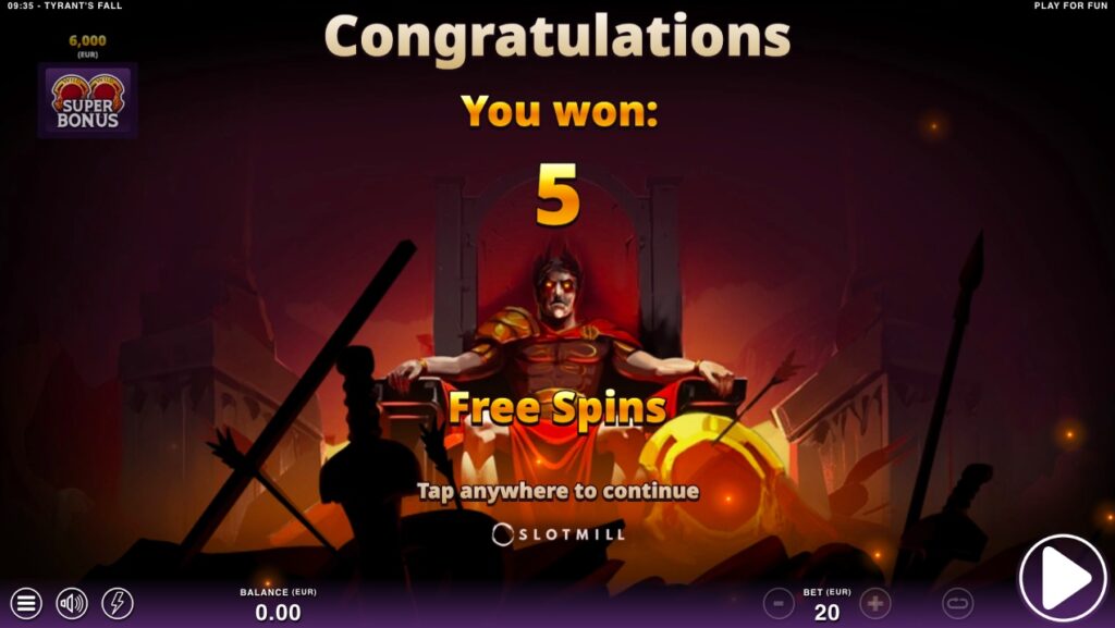 Tyrant’s Fall free spins slot feature