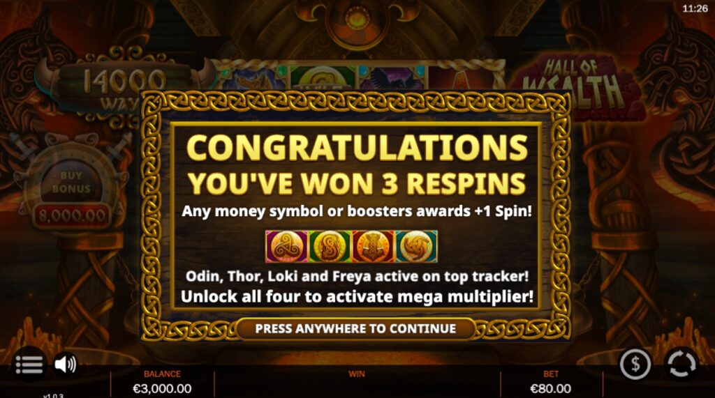 Hall of Wealth free spins bonus rounds