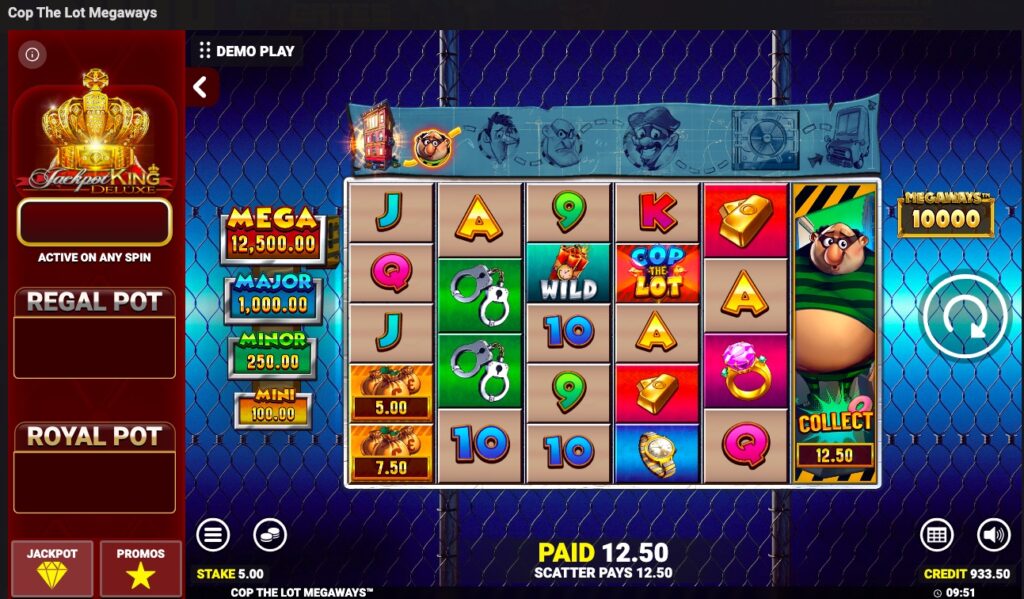 Cop The Lot Megaways slot paylines and features