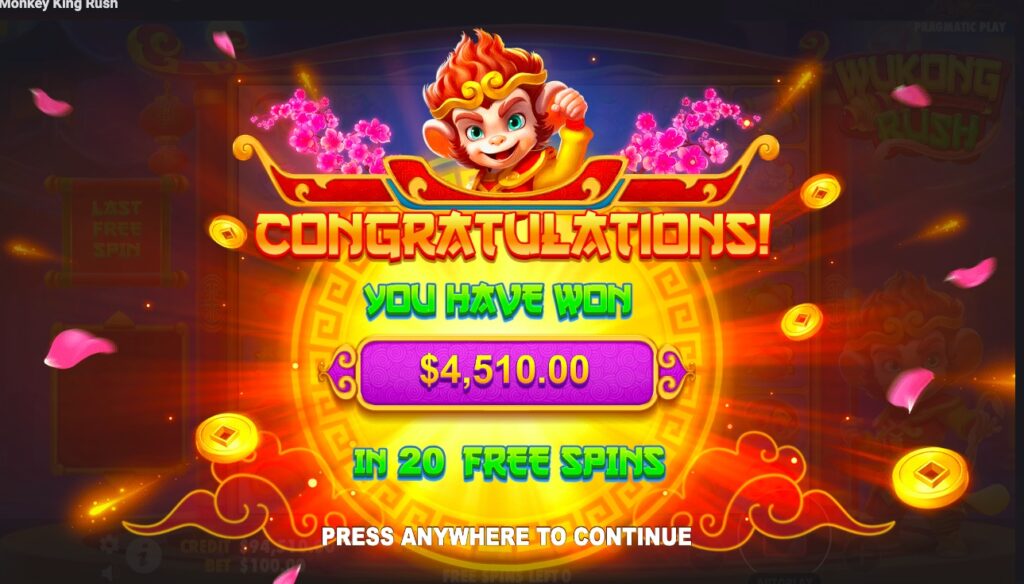 Monkey King Rush huge slot win