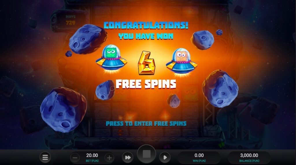 Space Miners free spins bonus rounds gameplay