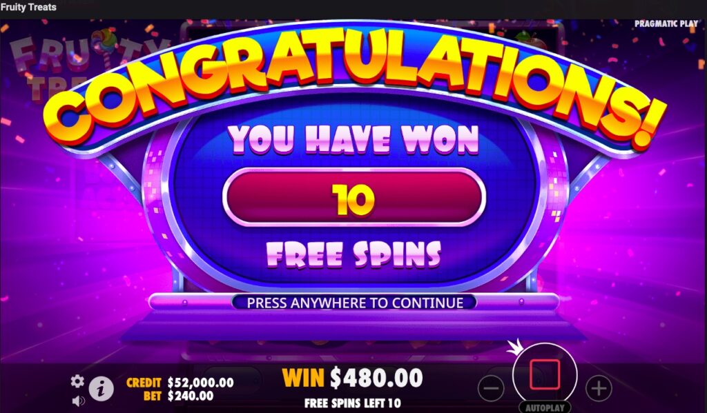 Fruity Treats slot free spins bonus feature