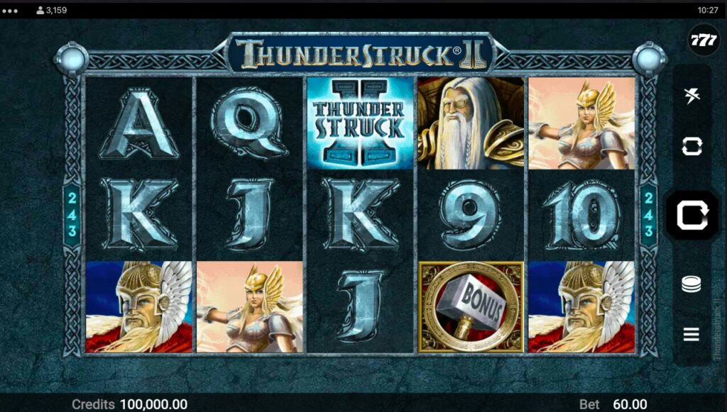 Thunderstruck II slot gameplay