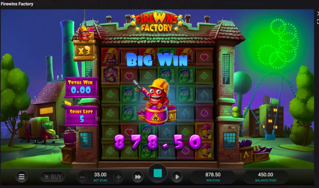 Firewins Factory free spins bonus feature gameplay