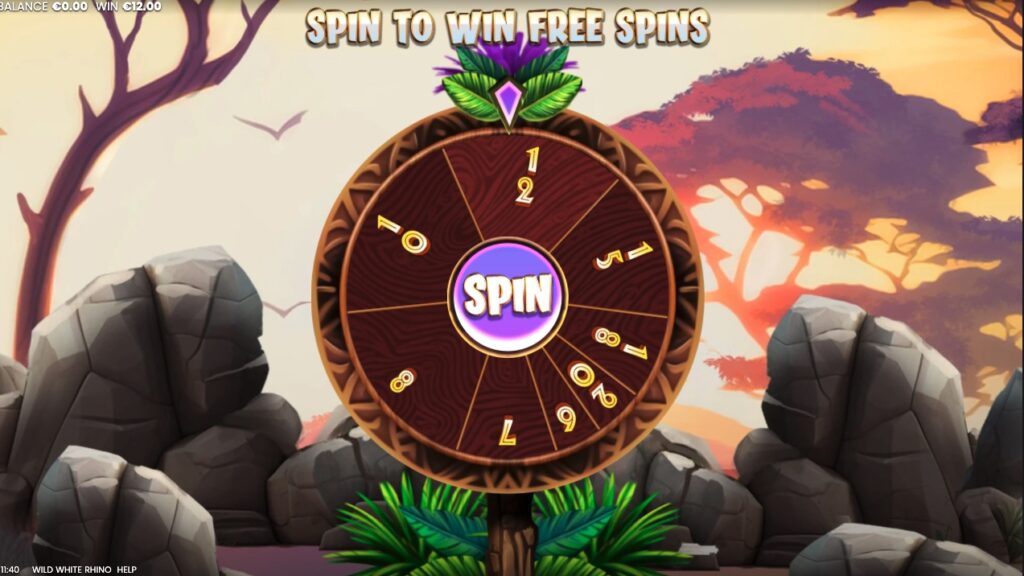Wild White Rhino free spins bonus feature