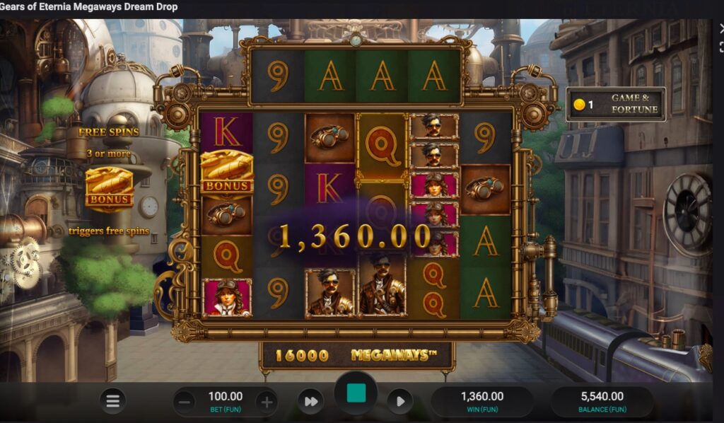 Gears of Eternia Megaways Dream Drop huge slot win