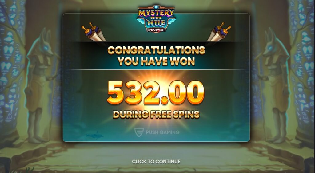 Mystery Of The Nile huge slot win