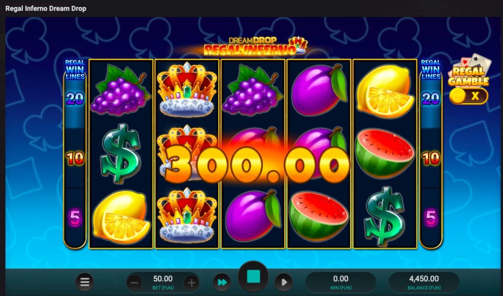 Regal Inferno Dream Drop slot paylines and features