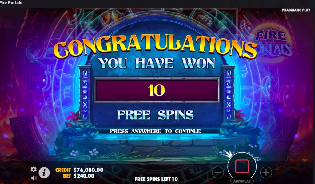 Fire Portals free spins bonus rounds